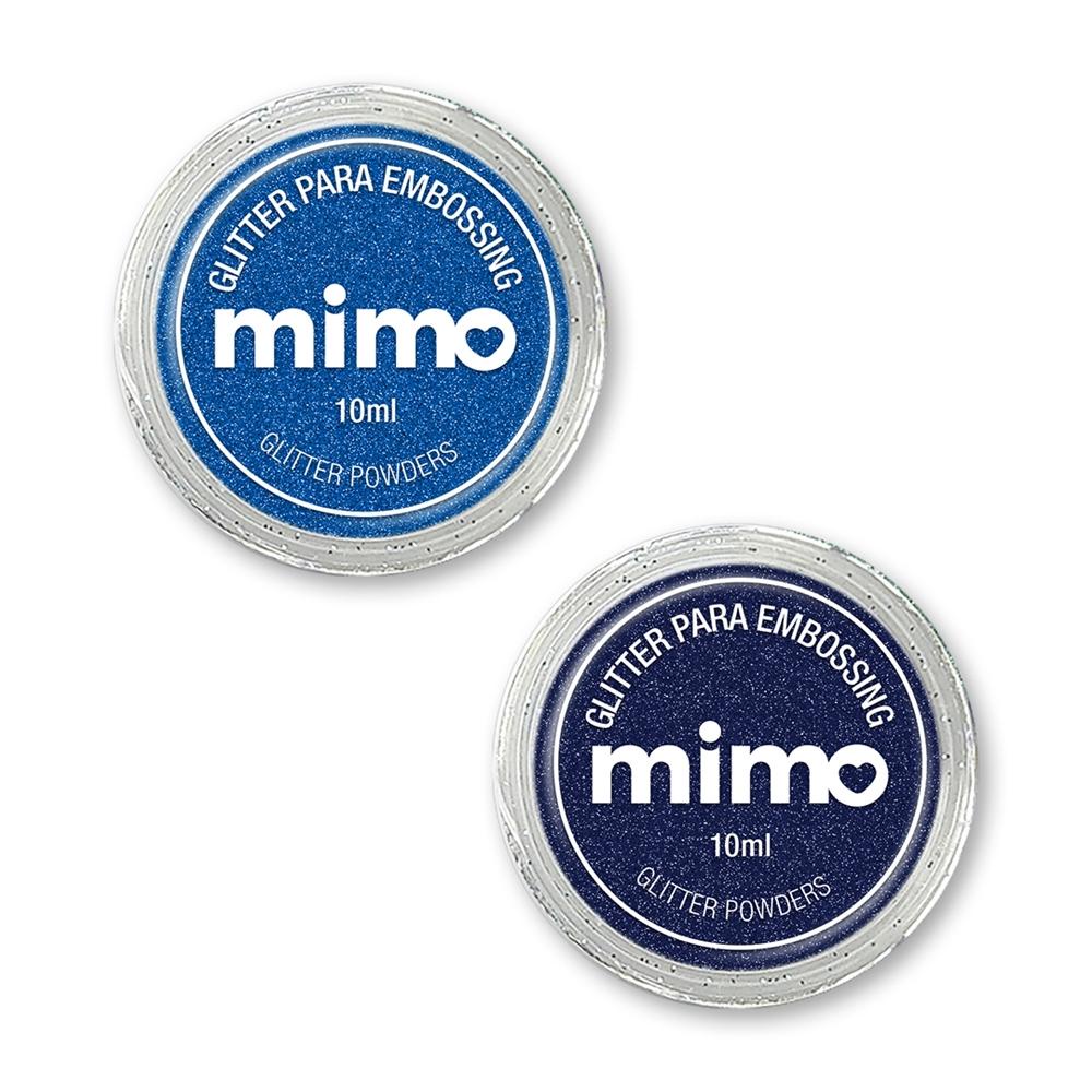 Pó de Embossing Glitterizado Azul Sapphire e Azul Green - Mimo - 2 Unids em Oferta na Shopee