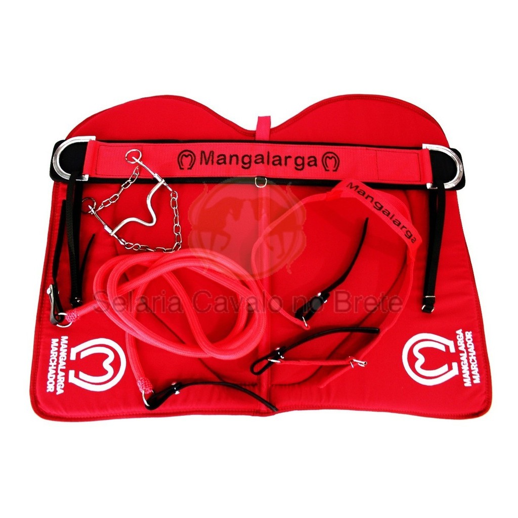 Kit Arreata para Cavalos  Montaria Manta Baxeiro + Redea e CAbeçada + Peitoral + Freio Mangalarga em Oferta na Shopee