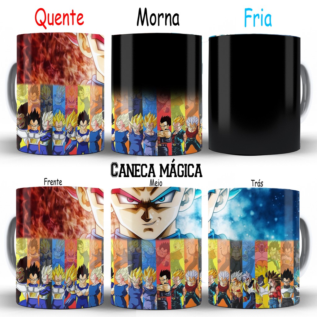 Caneca Magica do Vegeta Evoluções Dragon Ball Esferas do Dragão Cerâmica Com Nome em Oferta na Shopee