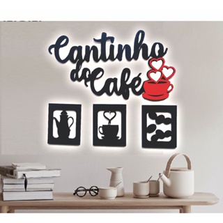 Aplique Cantinho Do Café Kit 4 Peças Mdf Alto Relevo 30cm Decoração em Oferta na Shopee