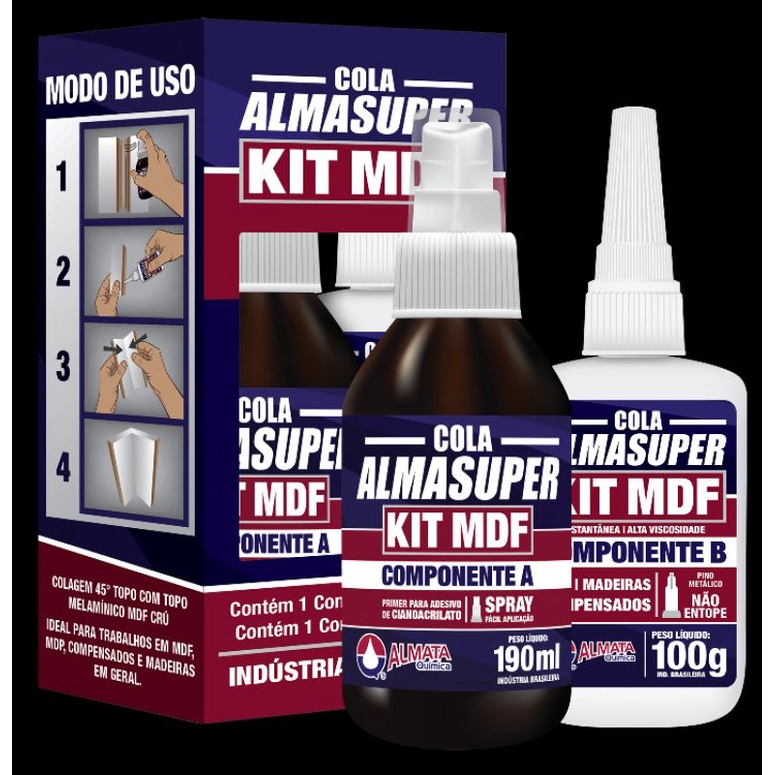 Cola kit Mdf Almasuper - Cola Gel + Spray Acelerador