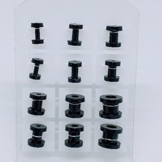 alargador preto plastico tamanho 2mm 3mm 4mm 5mm 6mm 8mm acrilico piercing kit cartela unissex brinco