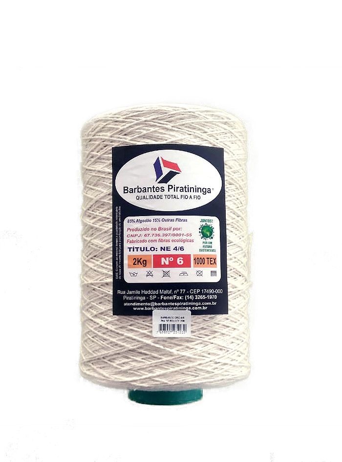 Barbante Piratininga Colonial 2Kg fio 6 Cor Cru tapete crochê artesanato amigurumi macramê tear