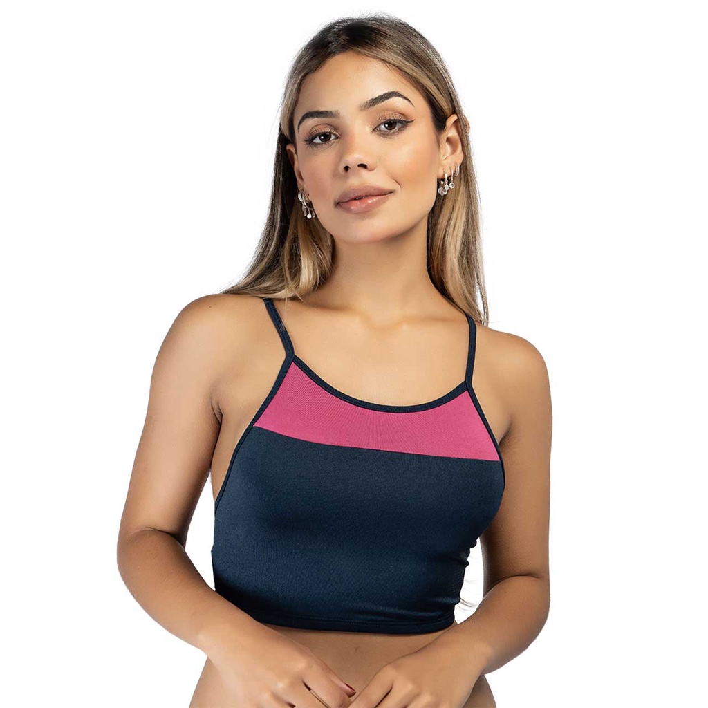 Top Fitness Color Alça fina Cropped Feminino Costa Nua Academia Dyeu Modas