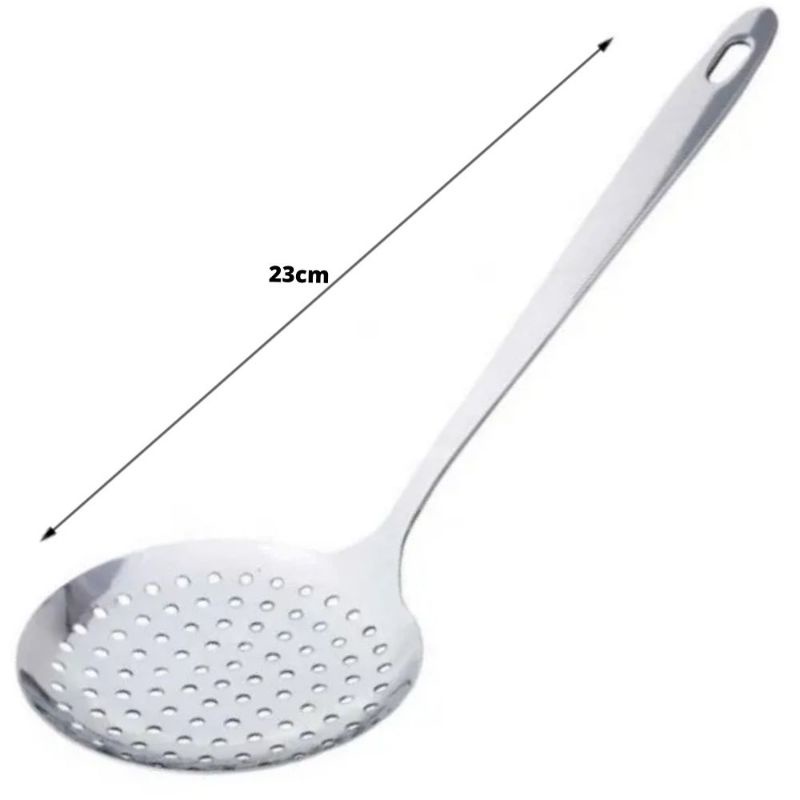 Escumadeira Alto Brilho em Aço Inox 23cm | Shopee Brasil