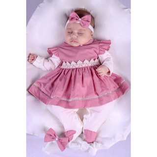 Saida de Maternidade Roupas para Bebê 04 peças Menina Rose Alice Vermelha