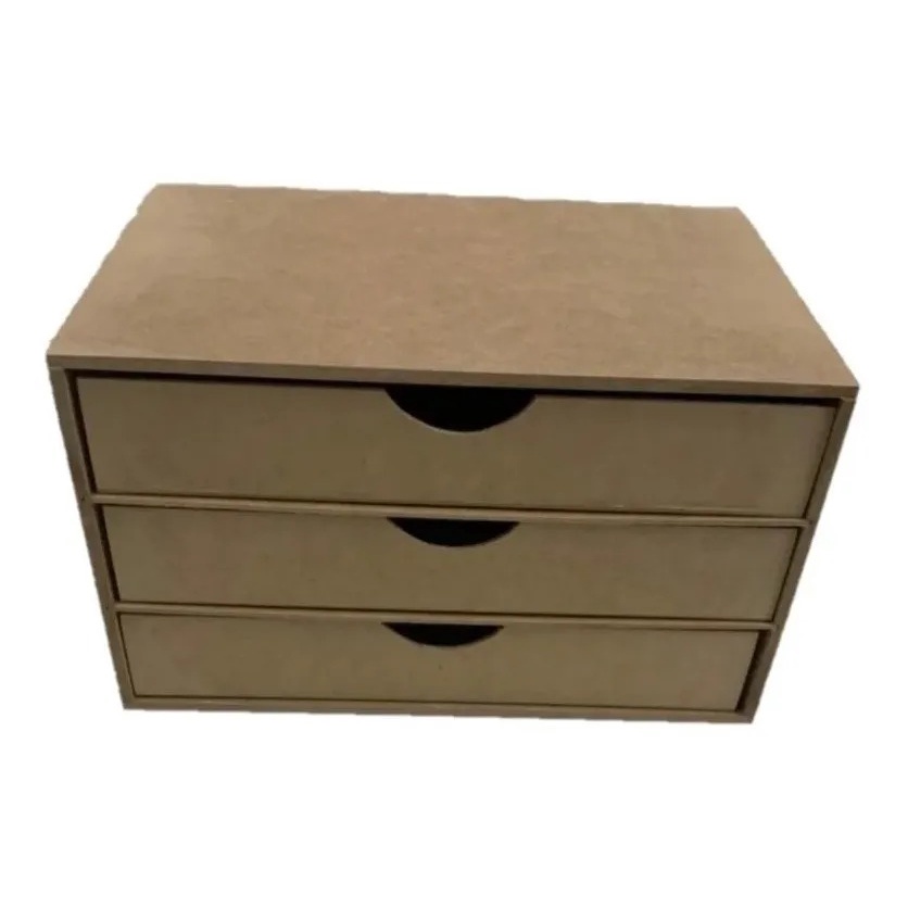 Suporte de Monitor MDF Cru c/ 3 Gavetas