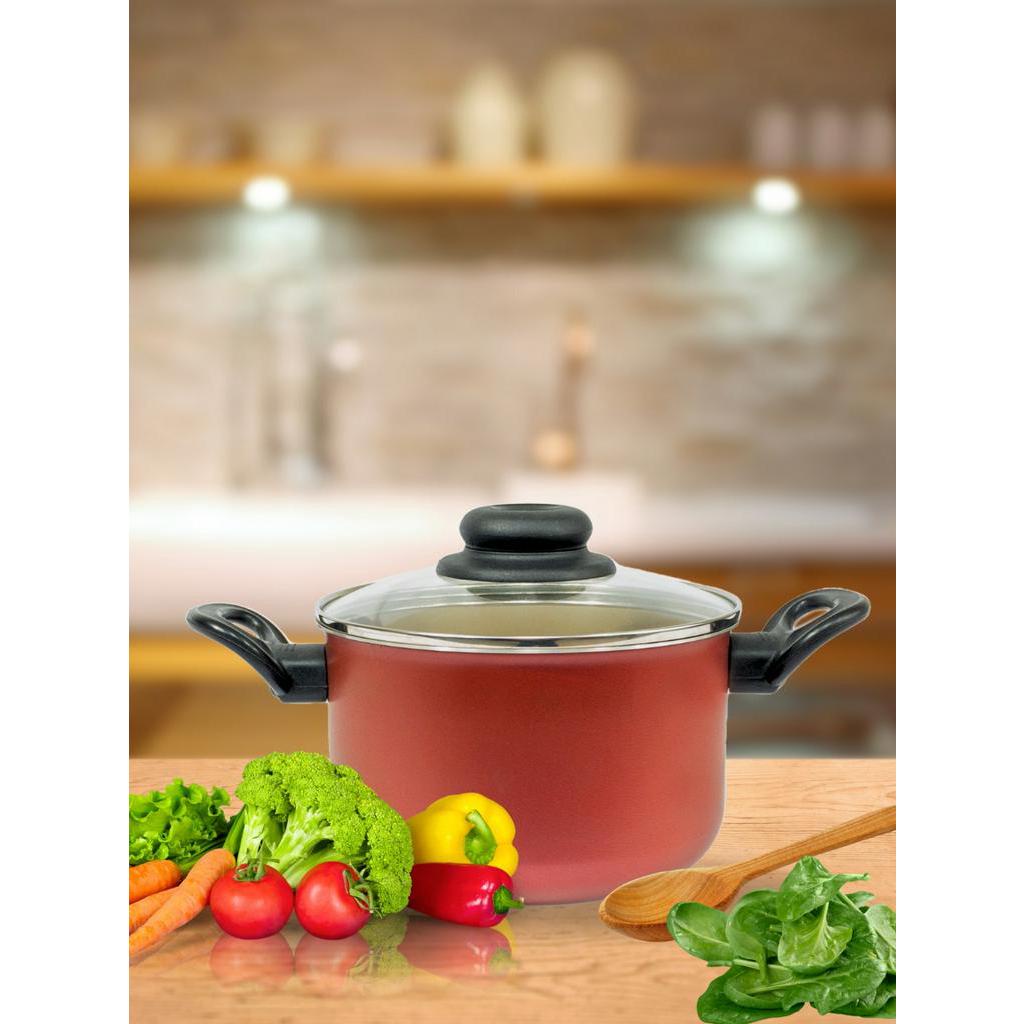 Caldeirão Antiaderente Teflon Nº 16 Tampa Vidro Feijão Arroz em Oferta na Shopee