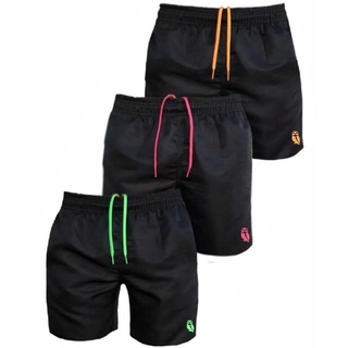 Kit 3 Shorts Masculinos Tactel Liso Com Bolsos Moda Praia