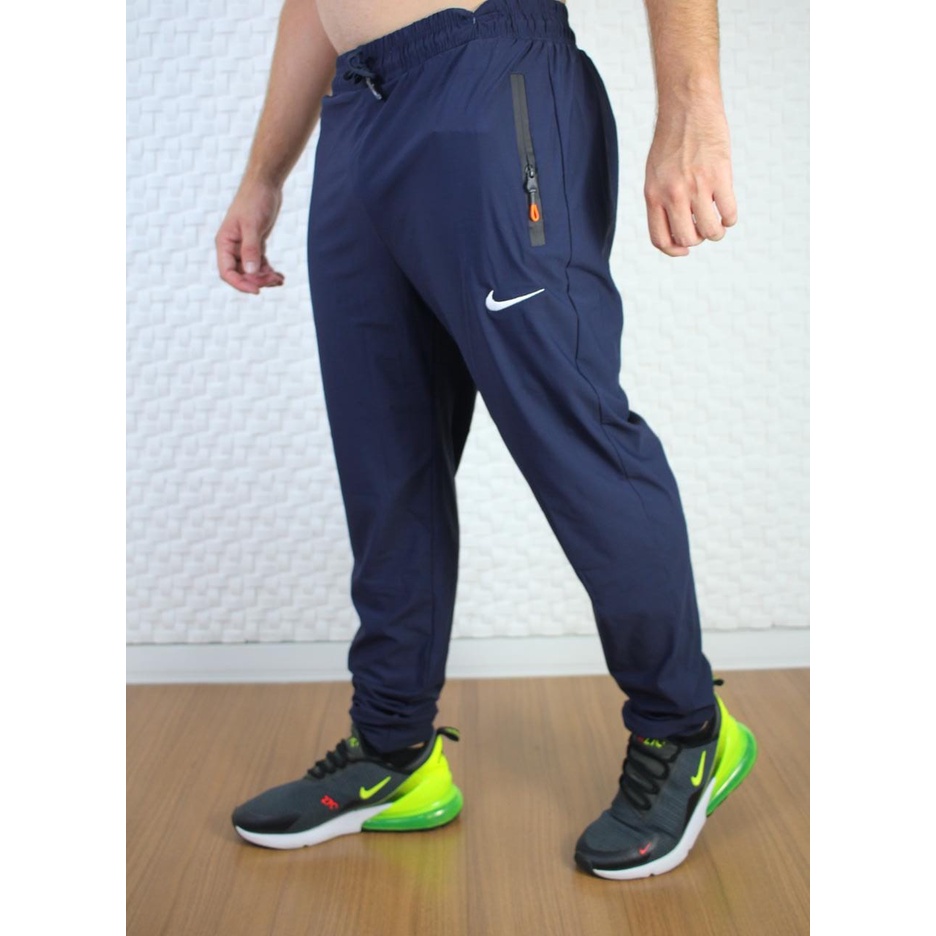 Calça Dry Fit Azul Elastano Masculina Importada Esportiva