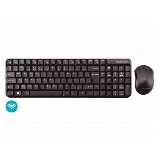 Kit Teclado e Mouse Sem Fio Compacto Multimídia Conexão Usb 1200dpi Teclas Compactas Preto - TC183