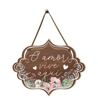 Placa de Porta Decorativa Amor Frases Flores Sala Quarto