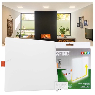 Painel LED Plafon Taschibra Frameless 24W Quadrado - Luz Fria 6500K - Autovolt 110V - 220V - Iluminação Borda Infinita