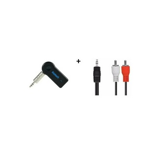 Receptor Bluetootch + Cabo Auxiliar P2 X 2rca Dourado 1.5M