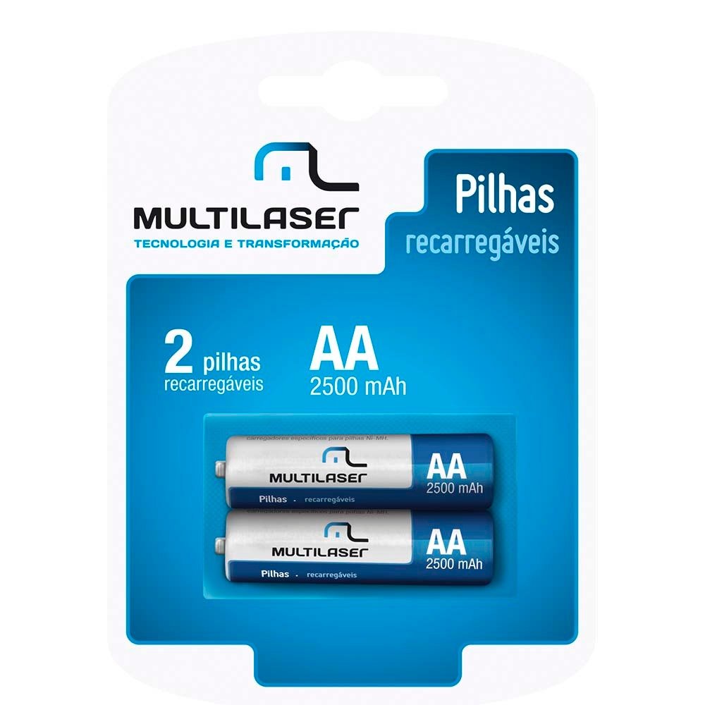 Pilhas Recarregáveis AA Multilaser Com 2 Unidades - CB053 1,2 V