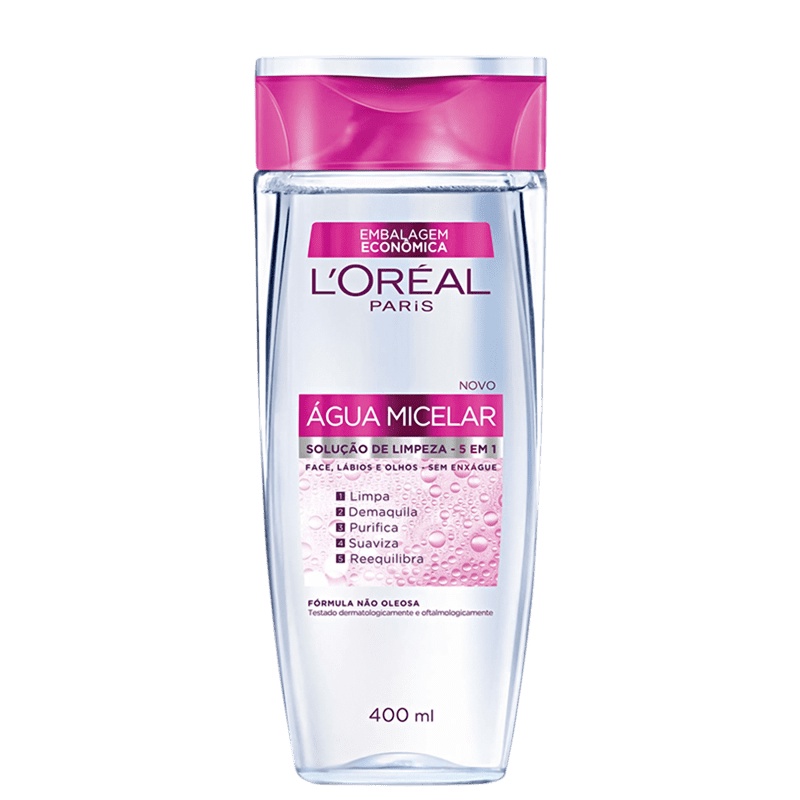 Água Micelar Loreal Paris Solução de Limpeza Facial 5 em 1 - 400mL