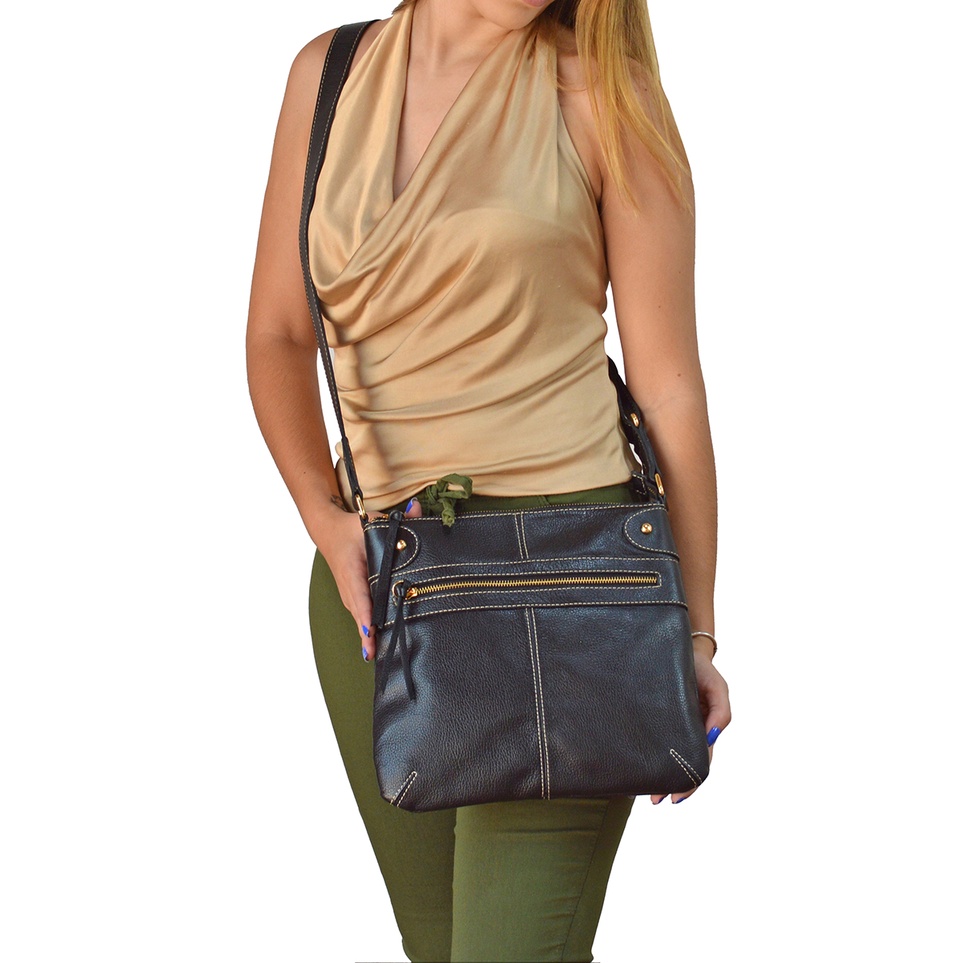 Bolsa Feminina Transversal Tiracolo Feminina Média em Couro Legítimo