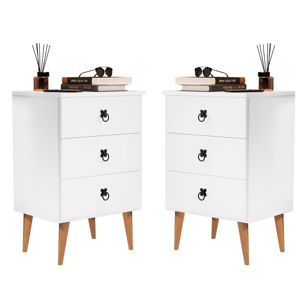 Kit Mesa de Cabeceira Retrô Branca: Onde Comprar | BuscaProdutos