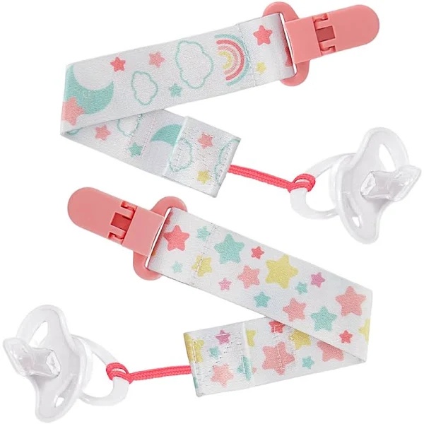Kit 2 Prendedores de Chupeta Estrelas Rosa 14498 - Buba em Oferta na Shopee