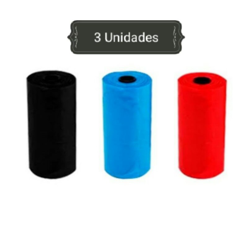 3uni. Refil Cata Caca Cão Pet Saquinhos Saco Biodegradável Lixo Passeio