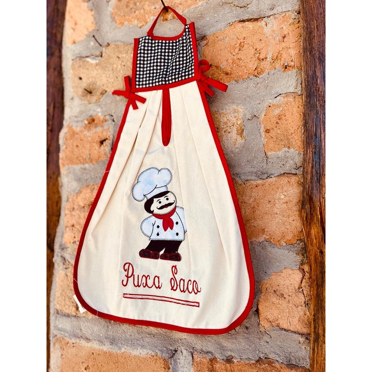 Puxa Saco Algodão Cozinha Artesanal Cozinha Chefe Vermelho