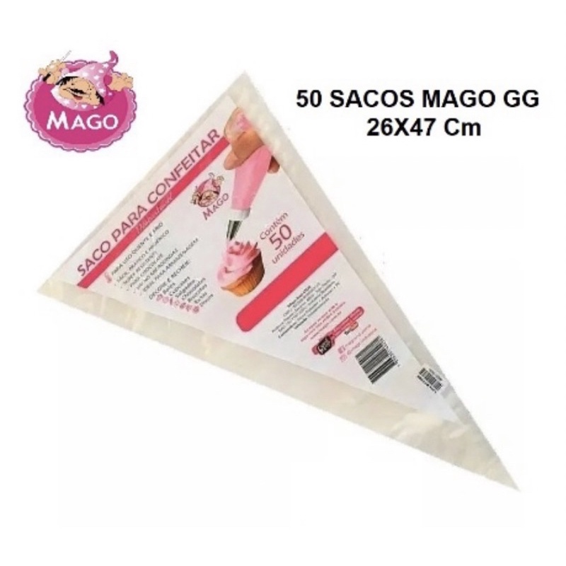 50 Saco de Confeitar 26x47 Manga de Confeitar mago Para Bico Confeiteiro GG - Home & Living