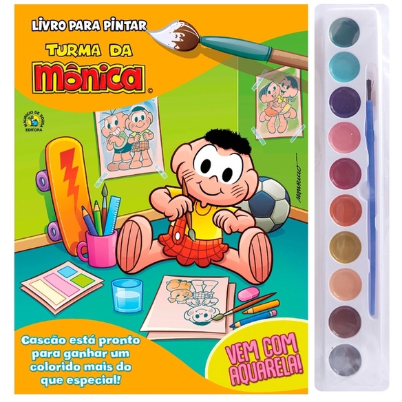Turma da Mônica Livro para Pintar com Aquarela - Cascão em Oferta na Shopee