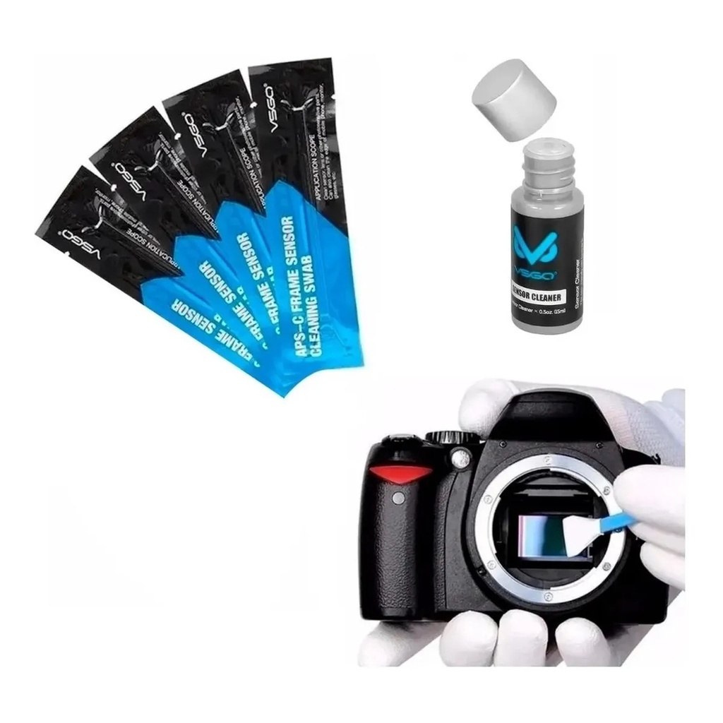 Kit De Limpeza Lentes E Câmeras - Limpeza sensor Dslr Mirrorless swab liquido limpeza