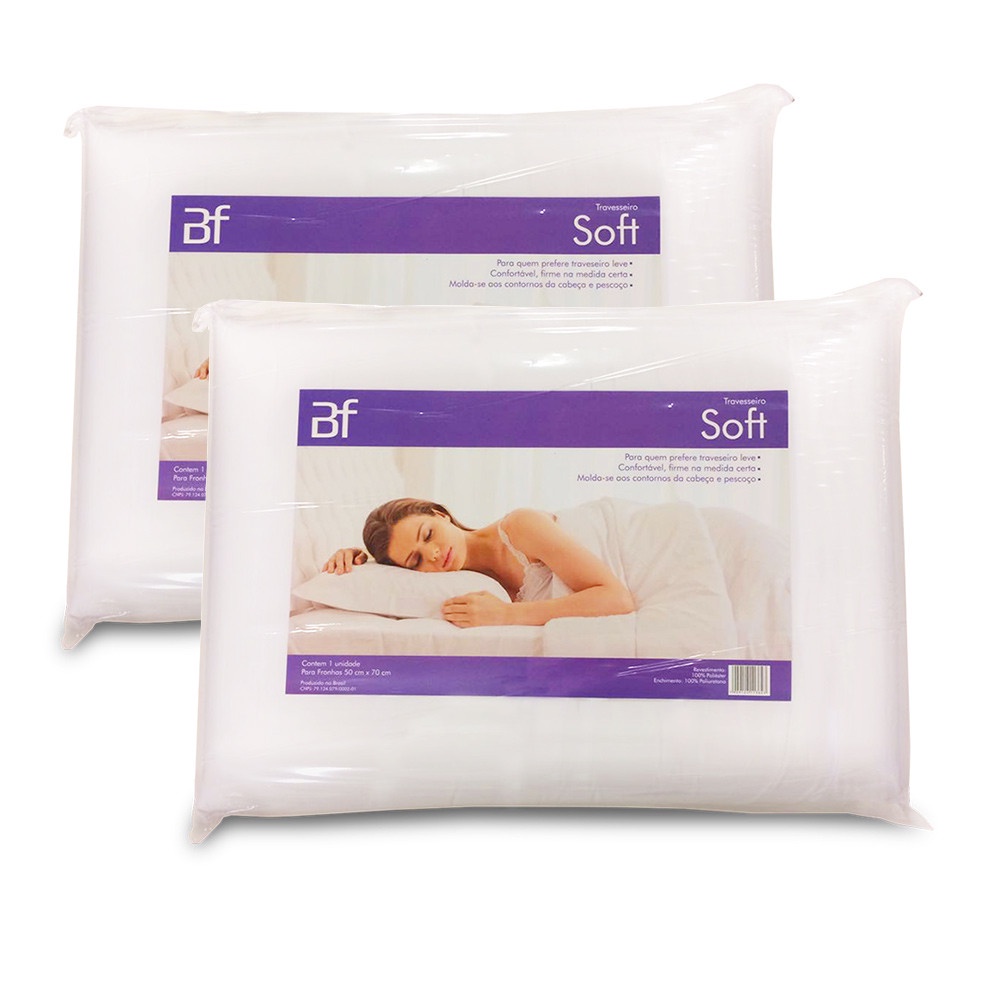 Kit 2 Travesseiros Espuma Ortopédico Firme Antialérgico 50x70cm BF Colchões