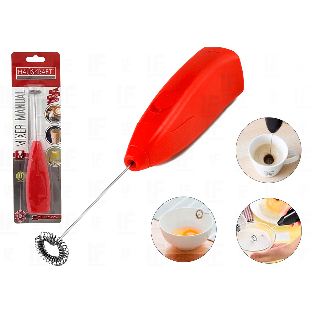 Mini Mixer Misturador Bebida Café Espumadora Leite Inox Vermelho - Home Appliances