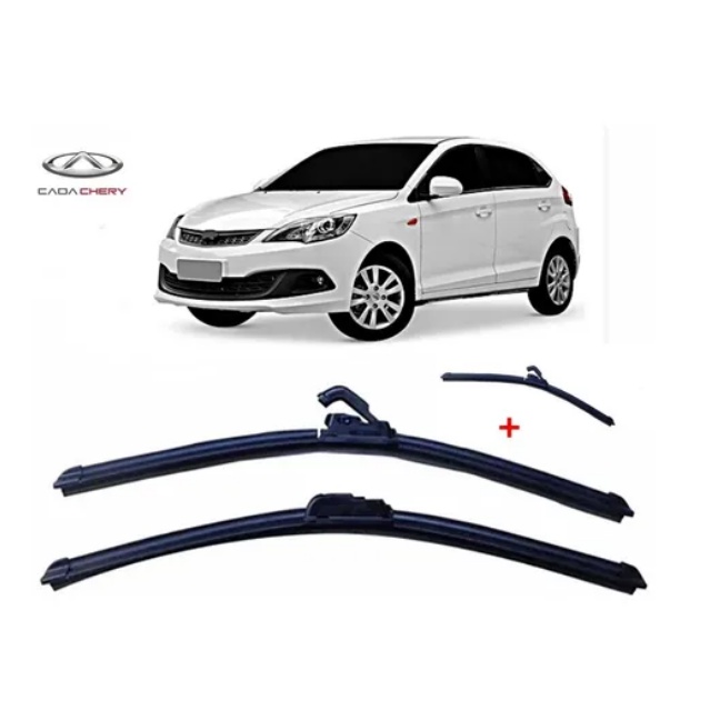 Kit 3 Palhetas Limpador De Parabrisa Dianteiro + Traseiro Para Chery Celer 2013 2014 2015 2016 2017 2018