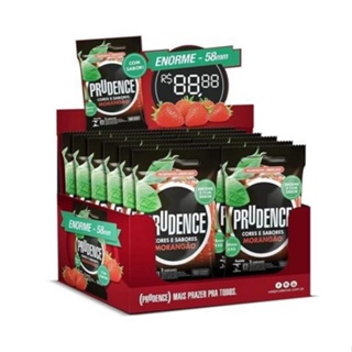 Caixa Preservativo Camisinha Lubrificado Morangão Prudence  XXG 58mm total de 36 preservativos em Oferta na Shopee