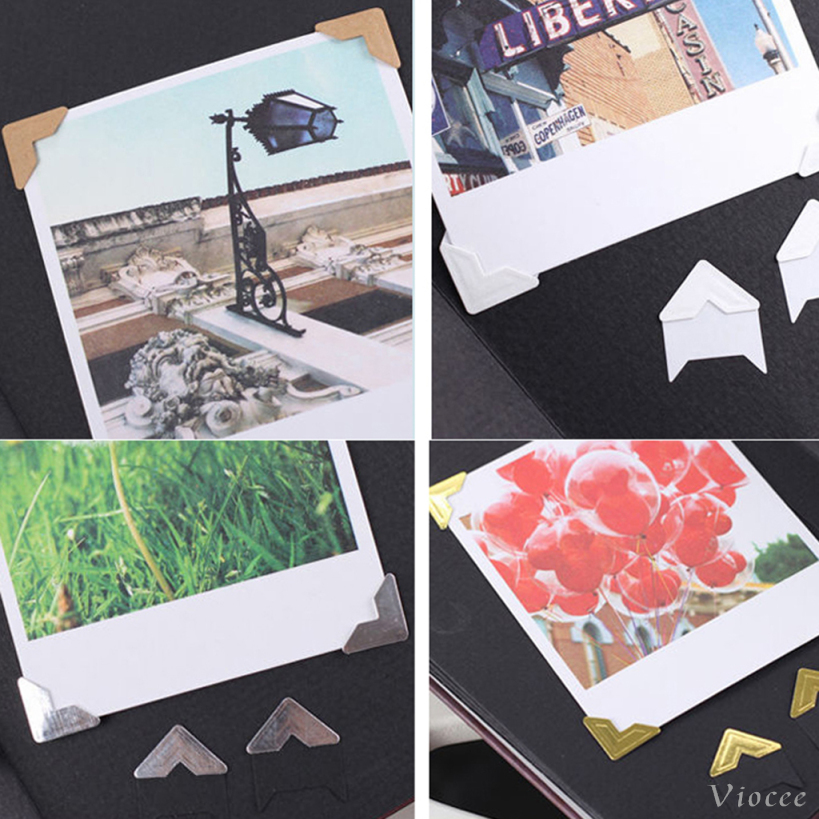 Personal Journal 384Pcs Picture Album Dairy Memory Book DIY Crafts Scrapbooking Self Adhesive Photo Corners Colorful Photo Mounting Corners Stickers for DIY Scrapbook Lirener 16 Sheets 