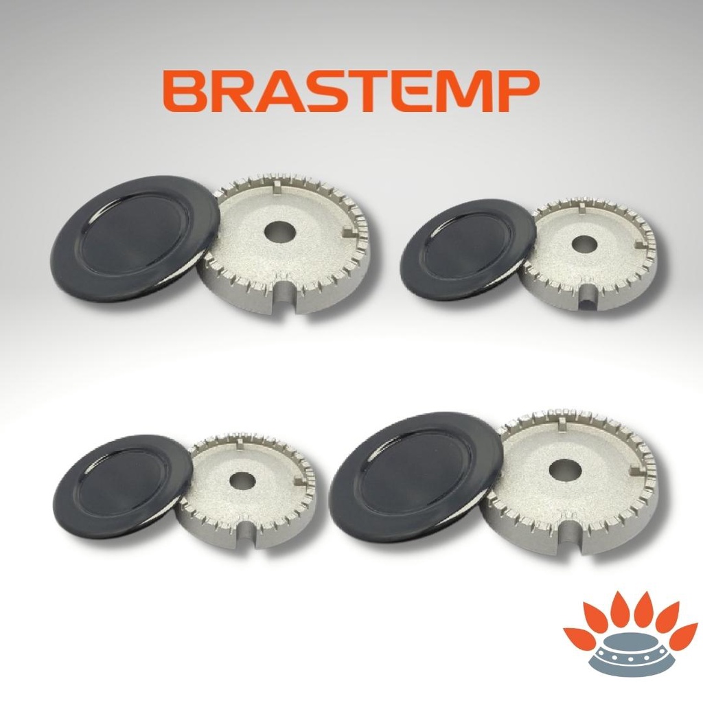 kit 2 bocas grandes + 2 pequenos para fogão Brastemp clean e ative - EVA peças para fogão