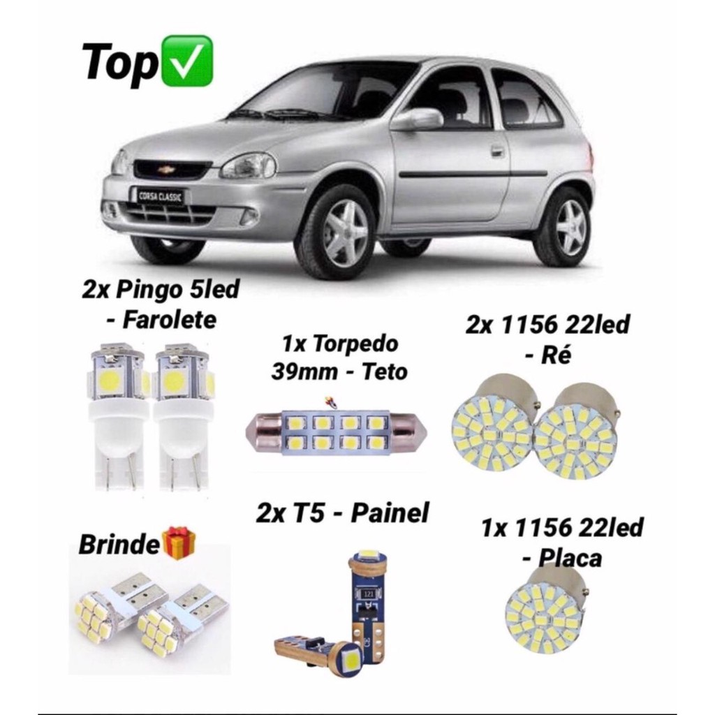 Kit Lampadas Led Corsa Hatch Wind Sedan 95 Até 2004 + Painel