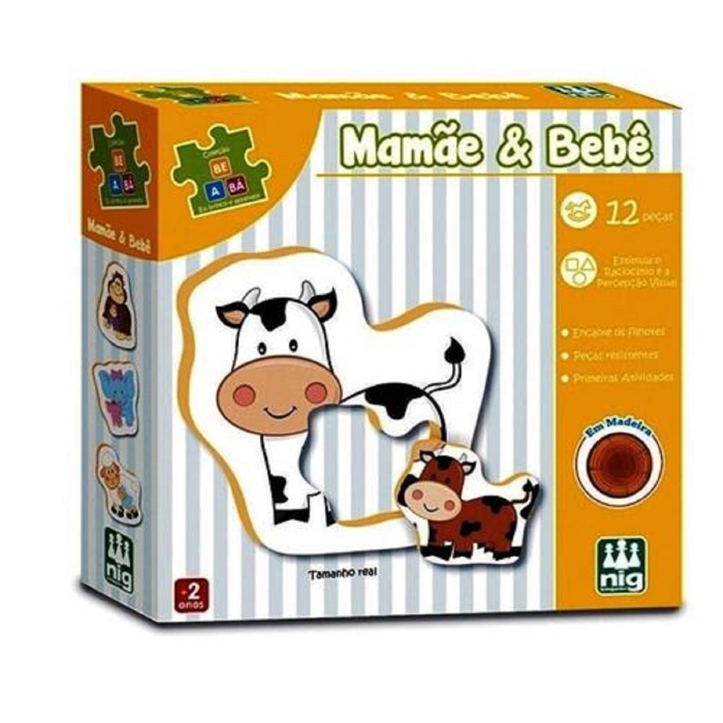 Jogo Infantil Be A Bá Mamãe e Bebê 12 Peças 0413 - NIG