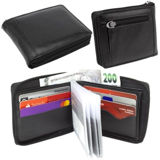 ⭐Ganhe um chaveiro⭐ - Carteira Masculina Couro Legitimo Ziper Duas Divisão Cod830 em Oferta na Shopee