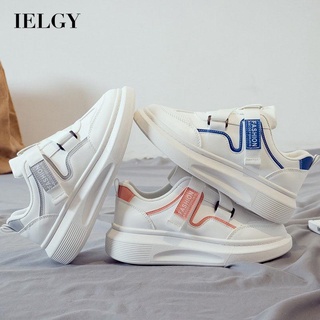 IELGY Tênis Feminino Branco De Couro Respirável Com Salto Para Masculino E Mulheres