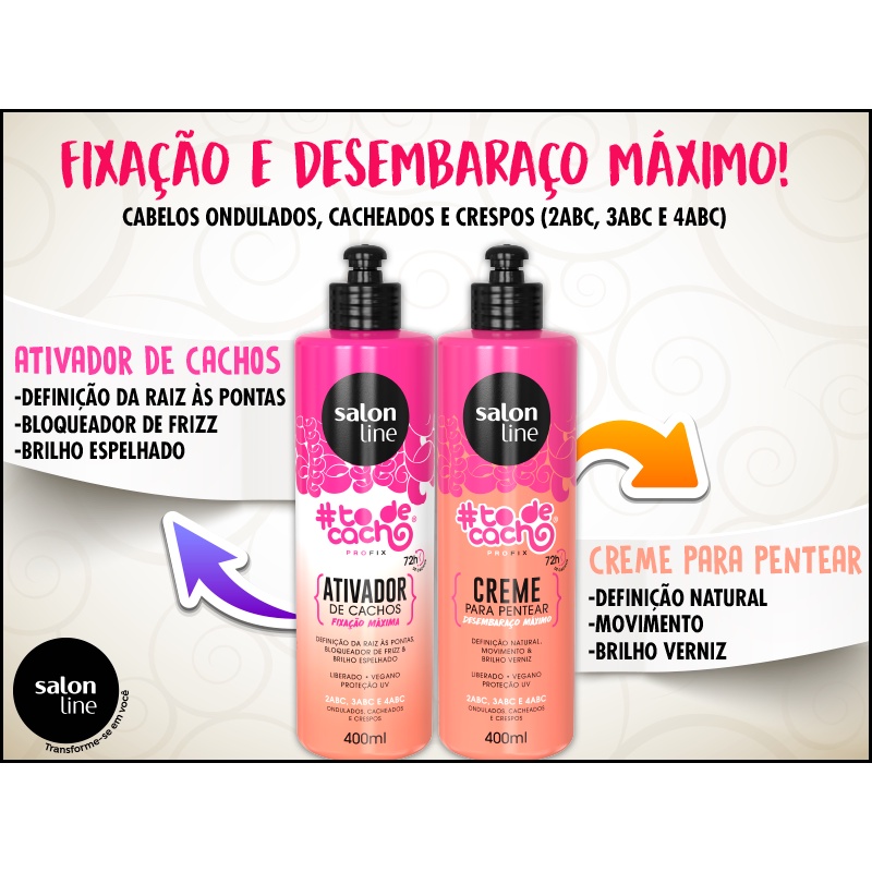 Cremes De Pentear Ativador Creme De Pentear Cabelos Ondulados Cacheados E Crespos Salon Line Shopee Brasil