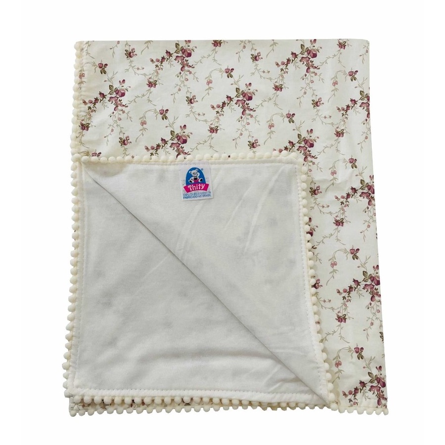 Manta Mantinha Dupla Face de Malha Para Bebê Promoção Estampada PomPom