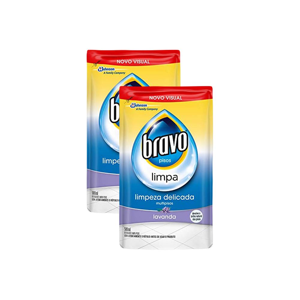 Kit 2 Refís Limpa-Pisos Bravo com Brilho Lavanda 500ml - Home & Living