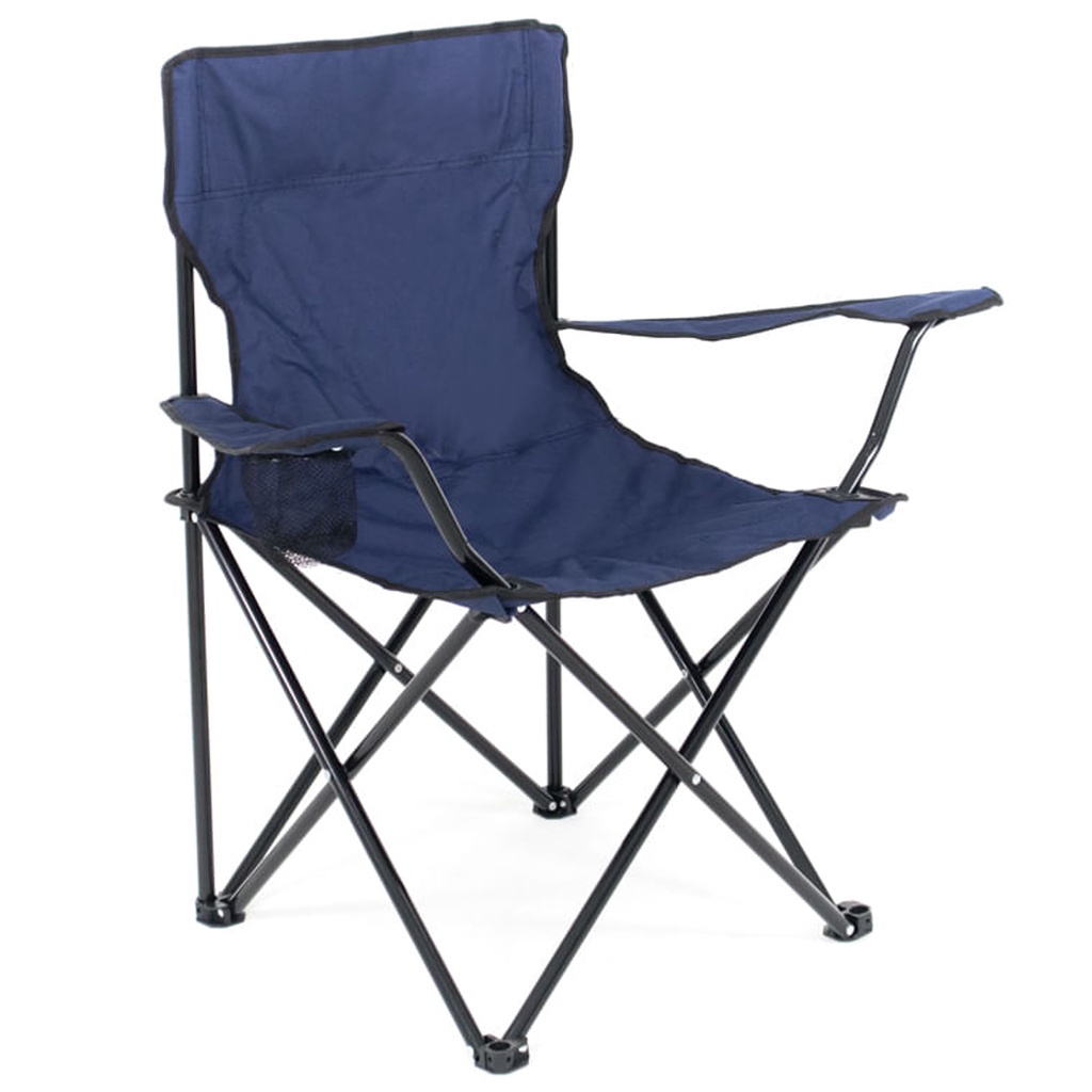Cadeira Camping Praia Pesca Dobrável Aço Porta Copo C/ Bolsa Azul Marinho em Oferta na Shopee
