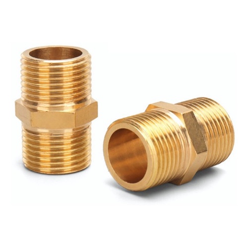 2 Peças Niple Duplo Conexão Latão 1/4 - 1/4 Rosca BSP Emenda União Ar Água Resistente Durável