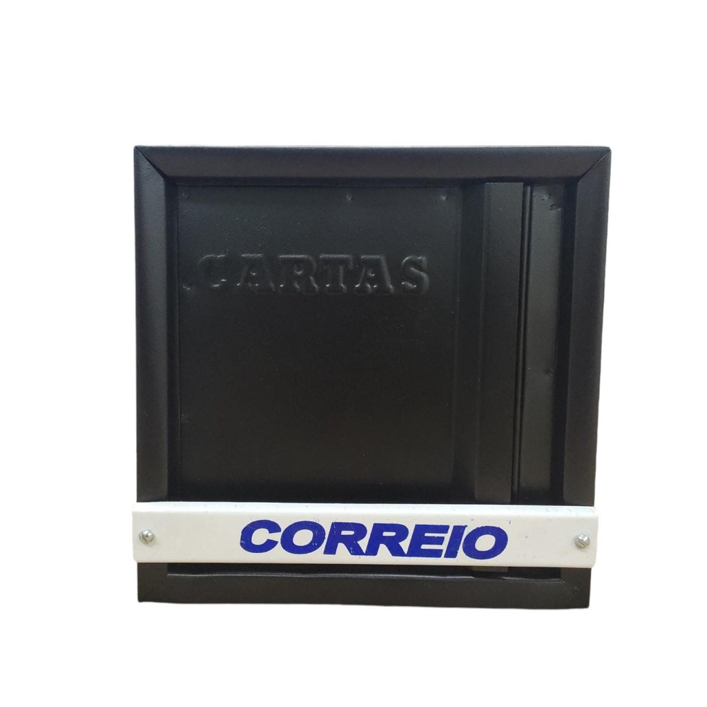 Caixa De Correio Carta Grade Vertical Preta C/ Branco