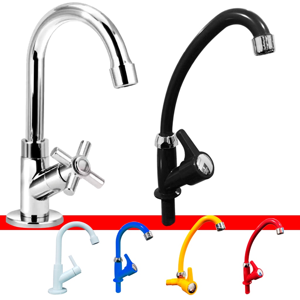 Torneira Bancada Parede Lavatório Lavabo Banheiro Várias Cores Prático Casa Cozinha Abs 1/4 Volta em Oferta na Shopee