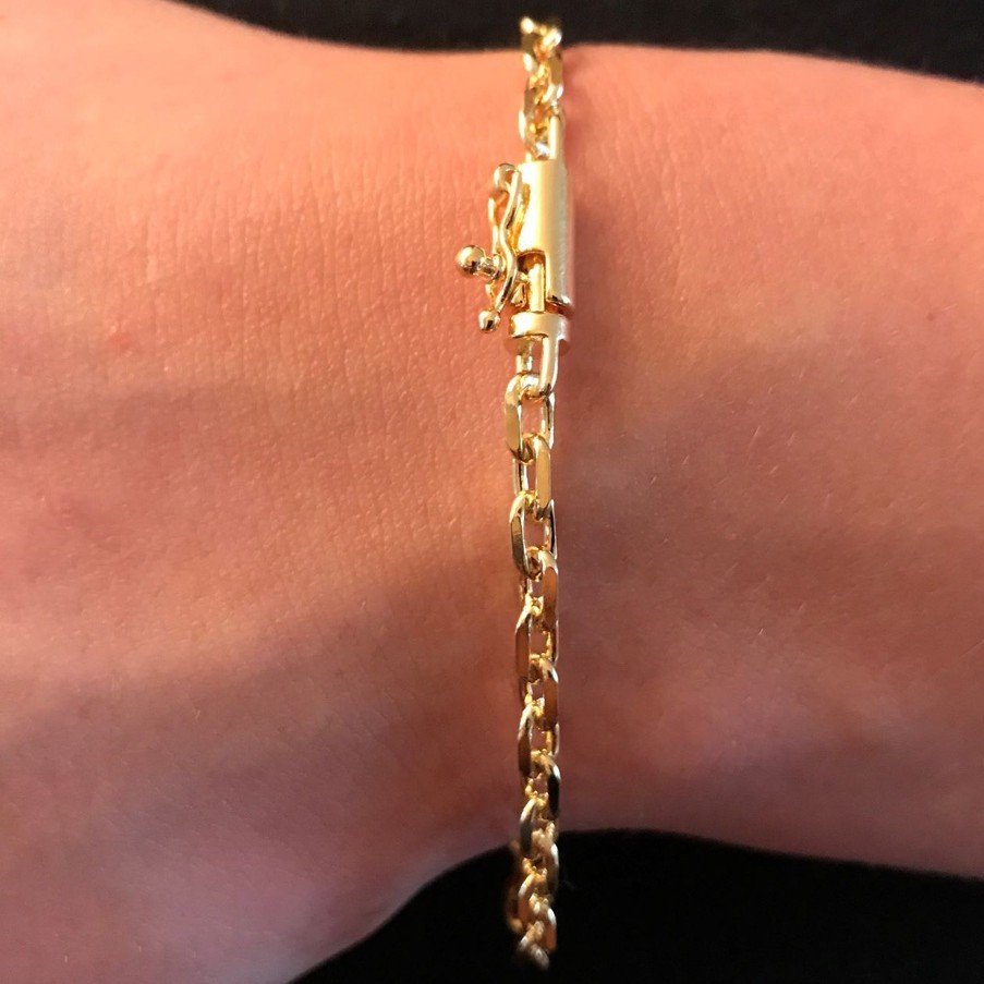 Pulseira Masculina De Ouro Carrier Cadeado 4mm 8,2g Banhada a Ouro 24k Pulseira Cartier