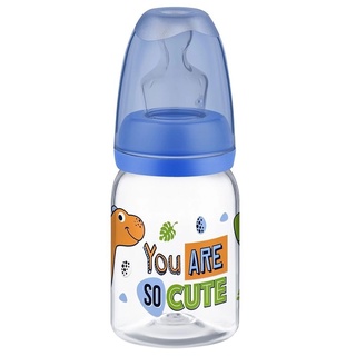 Mamadeira Bebê Com Bico de Silicone Disco de Vedação 120mL De 0 à 6 Meses Magia Dinossauro Azul Lillo