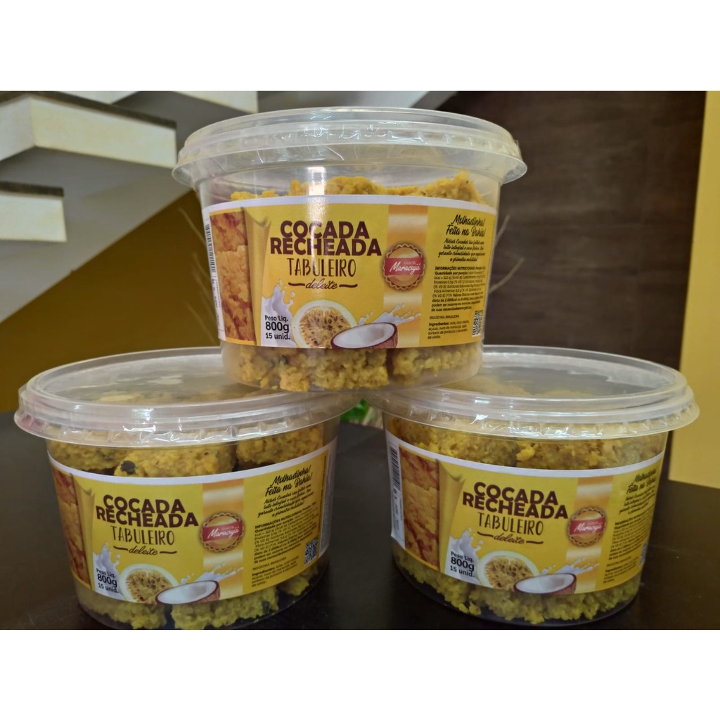 COCADA RECHEADA MARACUJÁ ORIGINAL 750g(POTE COM 15 UNIDADES)