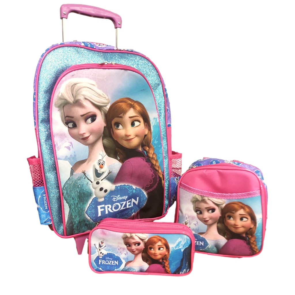 Kit Mochila Escolar - Mochila Frozen Com Carrinho, Lancheira Térmica e Estojo
