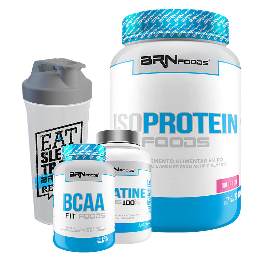 Kit Iso Protein Foods 900g + Premium Creatine 300g + BCAA Fit 120 Caps + Shaker – BRNFOODS